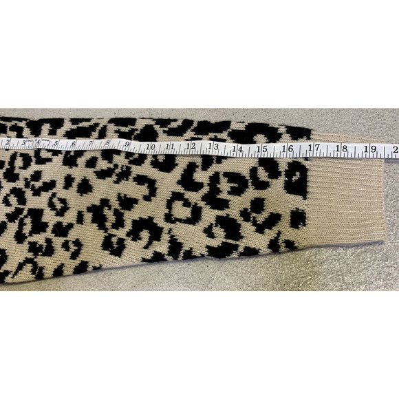 Blank NYC Long Sweater Womens Large Beige OpenFront Safari Animal Print Cardigan - Picture 12 of 12